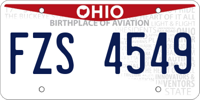 OH license plate FZS4549