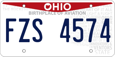 OH license plate FZS4574