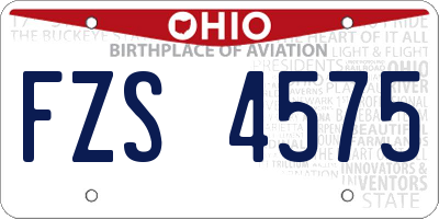 OH license plate FZS4575