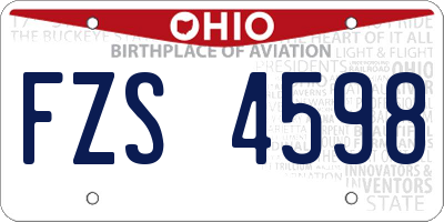 OH license plate FZS4598