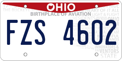 OH license plate FZS4602