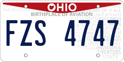 OH license plate FZS4747