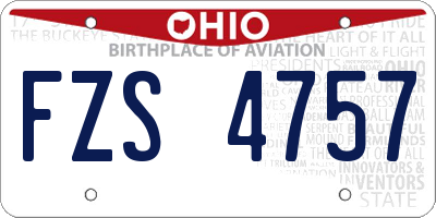 OH license plate FZS4757