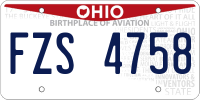 OH license plate FZS4758