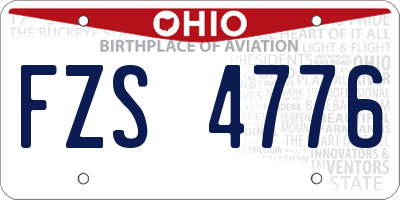 OH license plate FZS4776