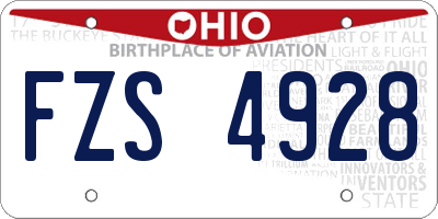 OH license plate FZS4928