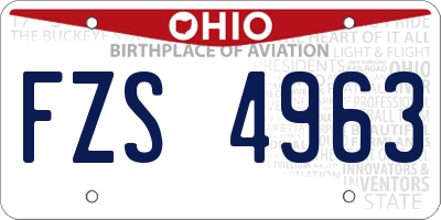OH license plate FZS4963