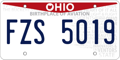 OH license plate FZS5019