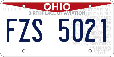 OH license plate FZS5021