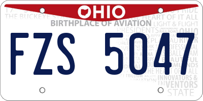 OH license plate FZS5047