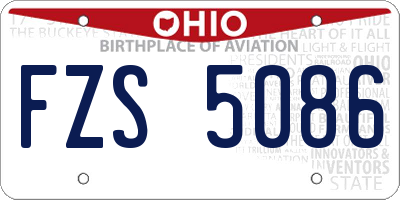 OH license plate FZS5086