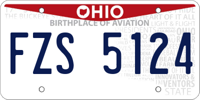 OH license plate FZS5124