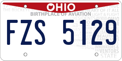 OH license plate FZS5129