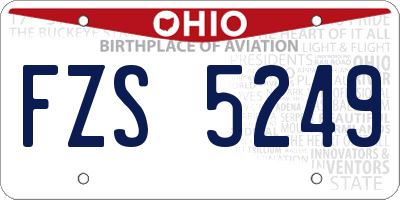 OH license plate FZS5249