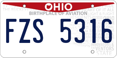 OH license plate FZS5316