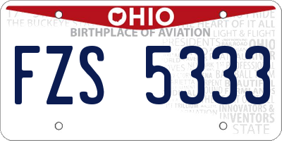 OH license plate FZS5333
