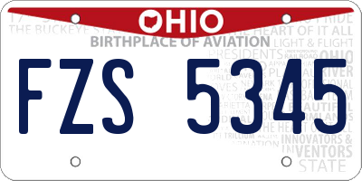 OH license plate FZS5345