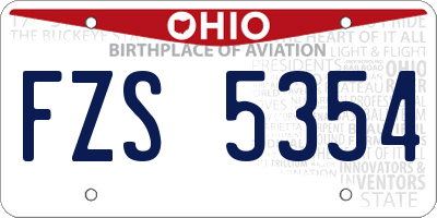 OH license plate FZS5354