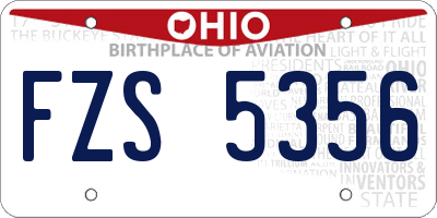 OH license plate FZS5356
