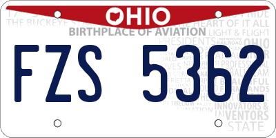 OH license plate FZS5362