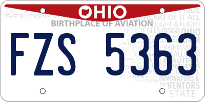 OH license plate FZS5363