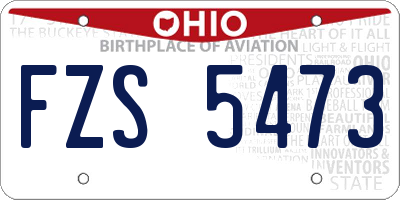 OH license plate FZS5473