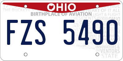 OH license plate FZS5490