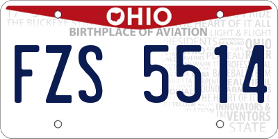 OH license plate FZS5514