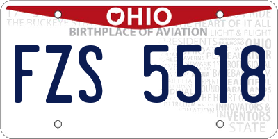 OH license plate FZS5518