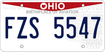 OH license plate FZS5547