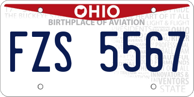 OH license plate FZS5567