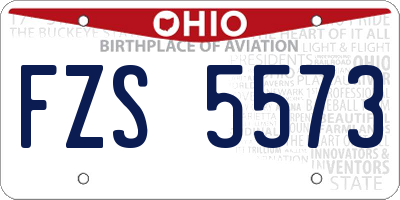 OH license plate FZS5573