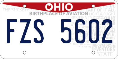 OH license plate FZS5602