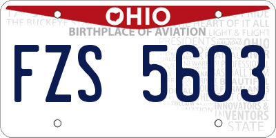 OH license plate FZS5603