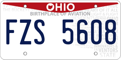 OH license plate FZS5608