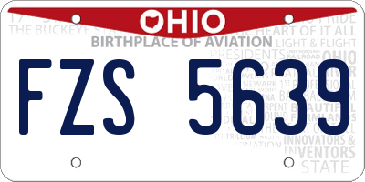 OH license plate FZS5639