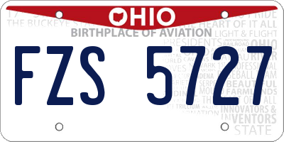 OH license plate FZS5727