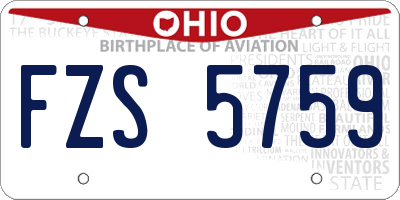 OH license plate FZS5759