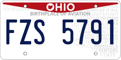 OH license plate FZS5791