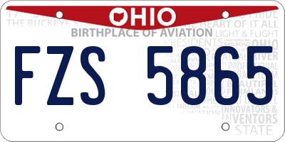OH license plate FZS5865
