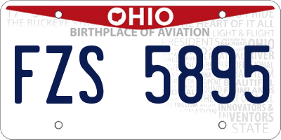 OH license plate FZS5895