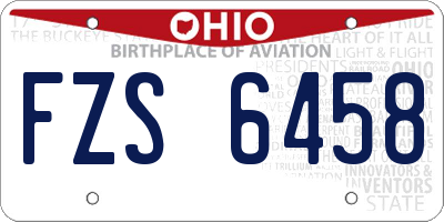 OH license plate FZS6458