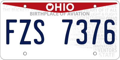 OH license plate FZS7376