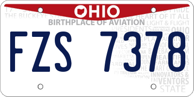 OH license plate FZS7378