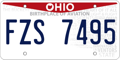 OH license plate FZS7495