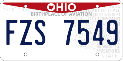 OH license plate FZS7549