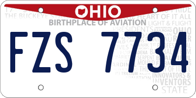 OH license plate FZS7734