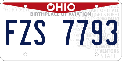 OH license plate FZS7793