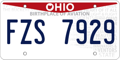 OH license plate FZS7929