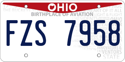 OH license plate FZS7958